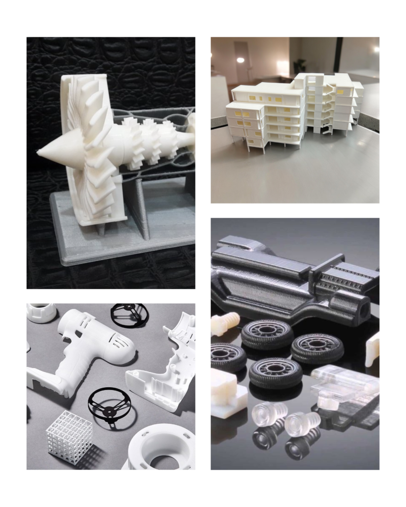 3D printed products showing Stratified 3D's capabilities in making architecture & engineering products.