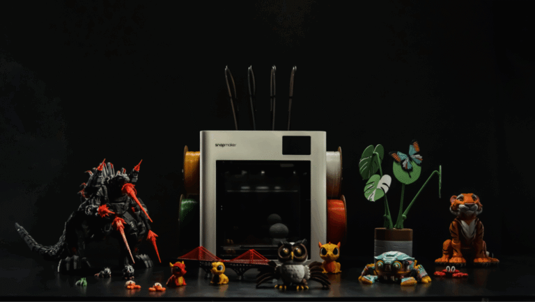 Snapmaker U1: Shenzhen Brand Launches New Color 3D Printer on Kickstarter3DPrint.com | Additive Manufacturing Business 6 U1 5 more Speed. 5 Less Filament 1024x578 UXNrF3